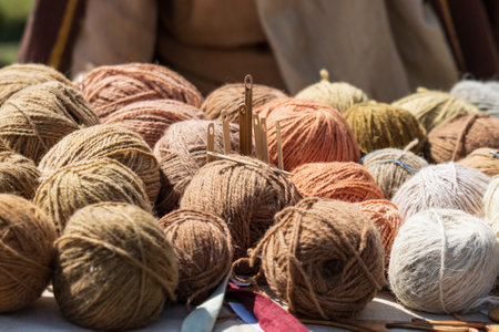 woolen threads for knitting as a backgroundの写真素材