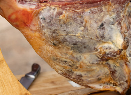 jamon meat as background with fatの写真素材