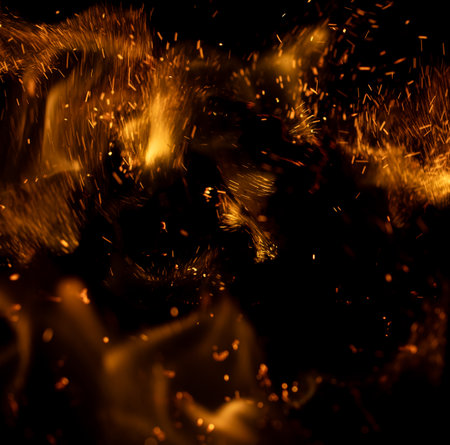 fire flame with sparks on black background