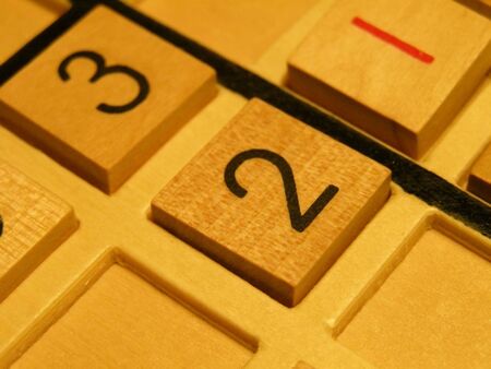Wood sudoku board and tiles.の写真素材