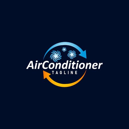 Air condition logo concept vector. Technology device for adjust air condition. Cooler device logo template vectorのイラスト素材