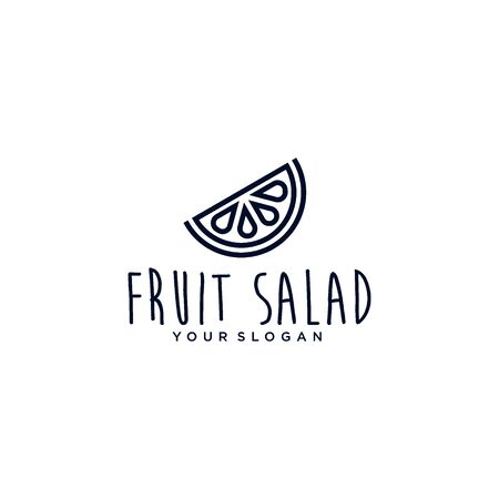 Fruit salad as a healthy food now has a cool logo. Logo of a fruit salad concept in vector. Healthy food logo templateのイラスト素材