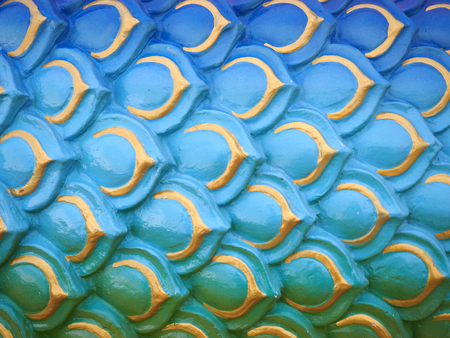 Sculpture of colorful serpent or dragon scales texture backgroundの写真素材