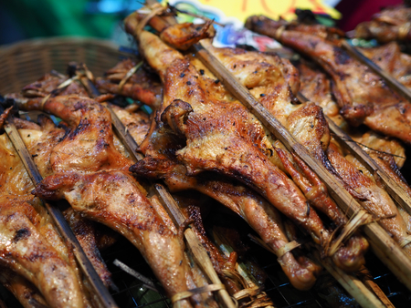 Pile of Grilled whole chicken - roasted chicken, thailand style, Asiaの写真素材