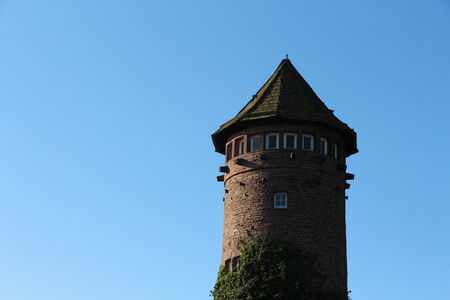 Building with Round Medieval Fortressの写真素材