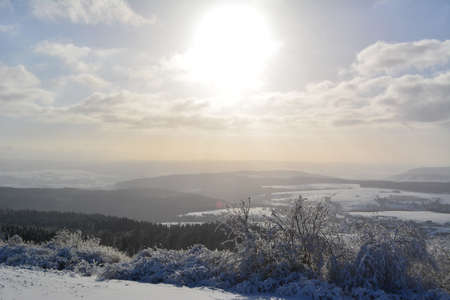 Landscape in winter with snowの写真素材