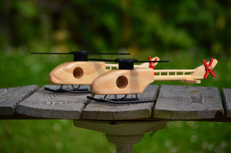 Two helicopters from woodの写真素材