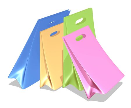 Colorful shopping bags isolated on the white background の写真素材