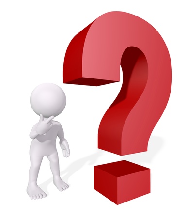 3d man with a red question markの写真素材