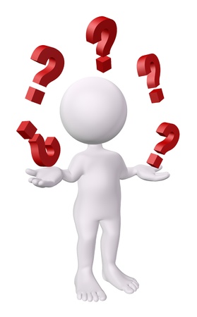 3d man with red question marksの写真素材