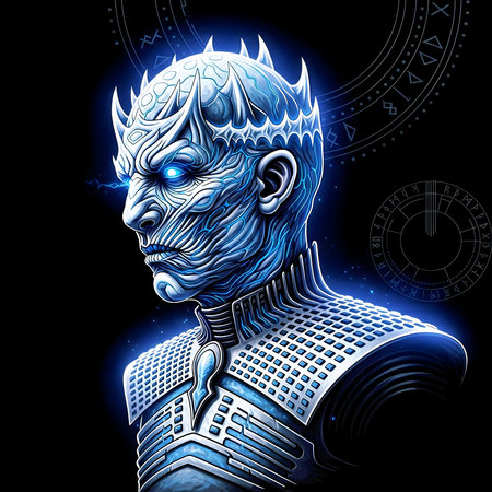 Cyborg man in futuristic style. 3D rendering. Digital illustration.の素材