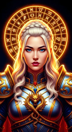 Astrological zodiac sign Virgo with beautiful female face, 3d illustrationの素材