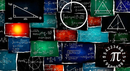 Mathematical formulas on a blackboard as a concept for educationの素材