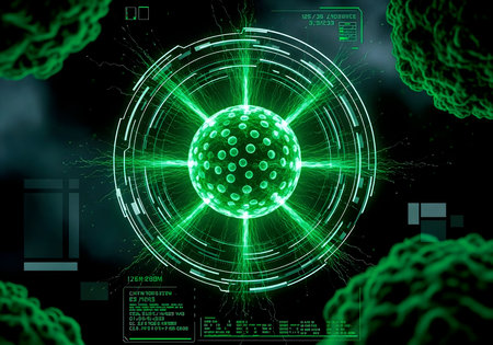 Digital illustration of  virus in colour  background. 3D renderingの素材