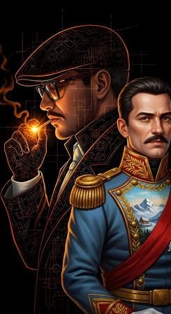 3d rendering of a russian soldier with a torch in his handの素材