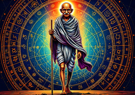 Zodiac sign Virgo in front of the zodiac circle.の素材