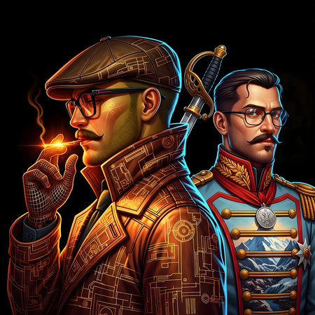 Digital illustration of a soldier smoking a cigarette in front of a soldierの素材