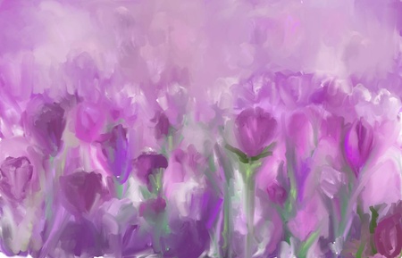 The dgital drawing of  tulips field の写真素材