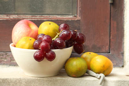 The closeup of variety fruits in nature light.の写真素材