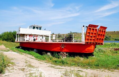 ferry on the riversideの写真素材