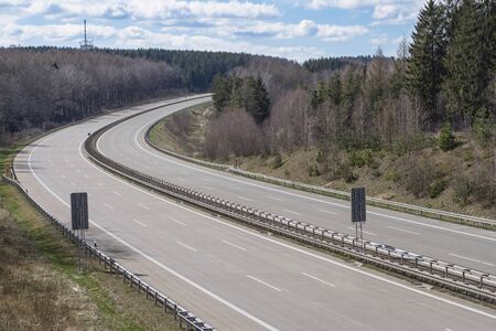 Empty A4 motorway near Rabenstein during the Corona Lockdown