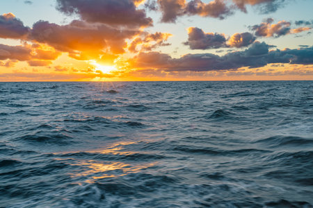 Beautiful sunset over the sea. Seascape. Nature composition.