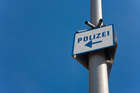 Sign to a police station in Germanyの写真素材