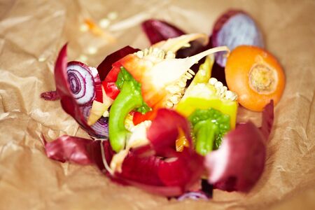 Close-Up of leavings and offcuts while preparing foodの写真素材