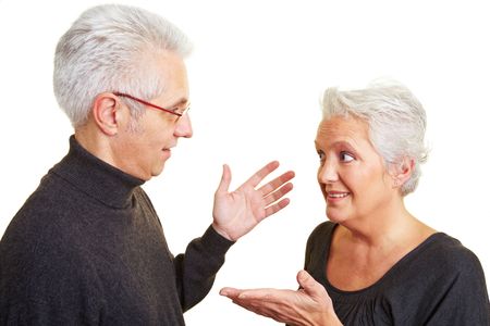Elderly senior couple having an intense discussionの写真素材