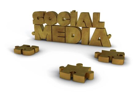 Golden Social Media lettering with some jigsaw pieces