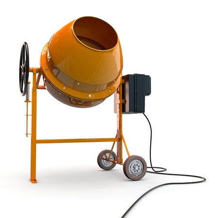 Concrete mixer in 3D isolated on white backgroundの写真素材