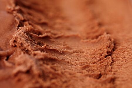 Homemade chocolate ice cream with trace of ice scoopの写真素材