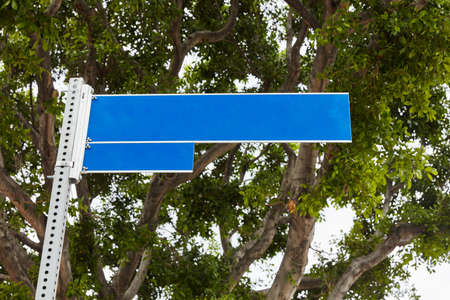 Blank blue street sign in the USAの写真素材
