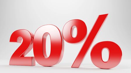 20% discount as red text for sale offer (3D Rendering)の写真素材