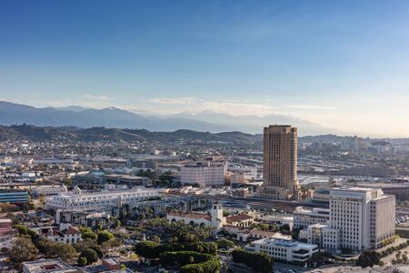 Architecture of Los Angeles downtown with sky and buildingsの写真素材