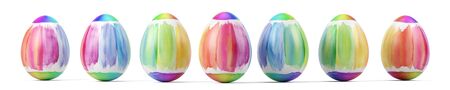 Panorama row of easter eggs with watercolor (3D Rendering)の写真素材