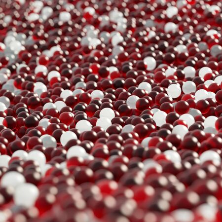 Many white and red marbles as abstract background (3D Rendering)の写真素材