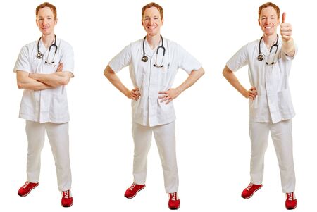 Set of a doctor in different positions with a white coatの写真素材