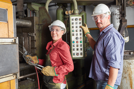Factory control center of production with service team
