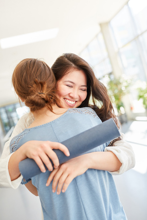 Happy student passed exam with success in universityの写真素材