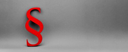 Gray banner background with a red paragraph as law conceptの写真素材
