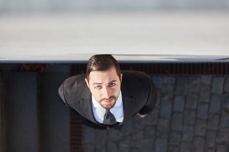 View from above of a business man as start-up entrepreneur