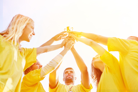 Success with trophy in team or team in sport