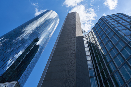 Business office skyscrapers with glass facade in Frankfurt am Main