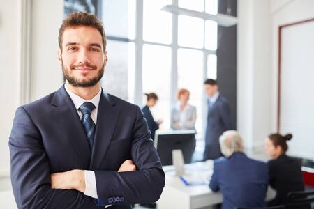 Man as self confident consultant entrepreneur with competence
