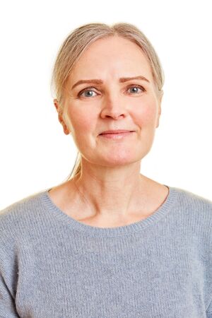 Face of a smiling older woman from the front
