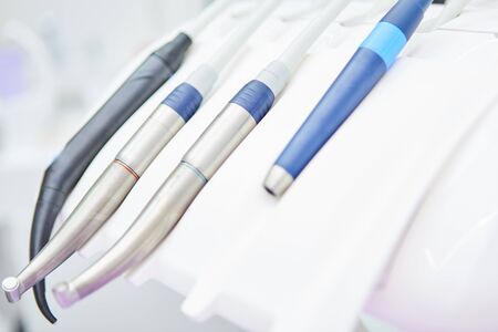 Various dentist instruments in a dental office or dental clinicの写真素材