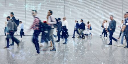 Business network and connection concept with many anonymous business people