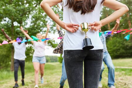 Sporting team on the verge of racing at a teambuilding event