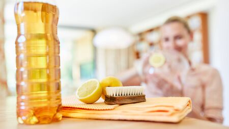 Citric acid and vinegar cleaner as a biological cleanser as a home remedyの写真素材